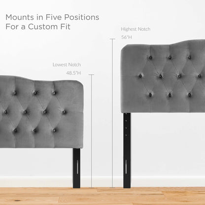Annabel Diamond Tufted Performance Velvet Queen Headboard by Furniture For America