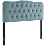 Sage Diamond Tufted Performance Velvet Queen Headboard in Light Blue