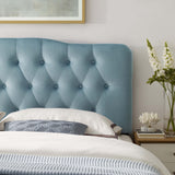 Sage Diamond Tufted Performance Velvet Queen Headboard in Light Blue