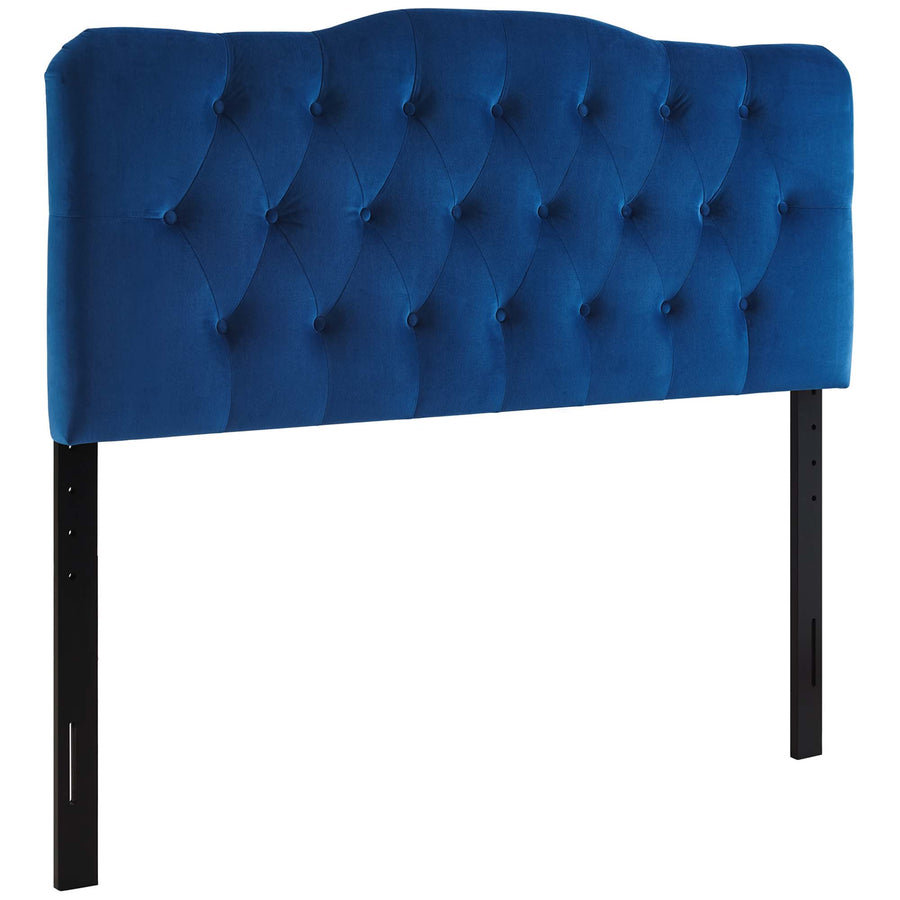 Sage Diamond Tufted Performance Velvet Queen Headboard in Navy