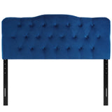 Sage Diamond Tufted Performance Velvet Queen Headboard in Navy
