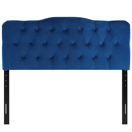 Annabel Diamond Tufted Performance Velvet Queen Headboard in Navy