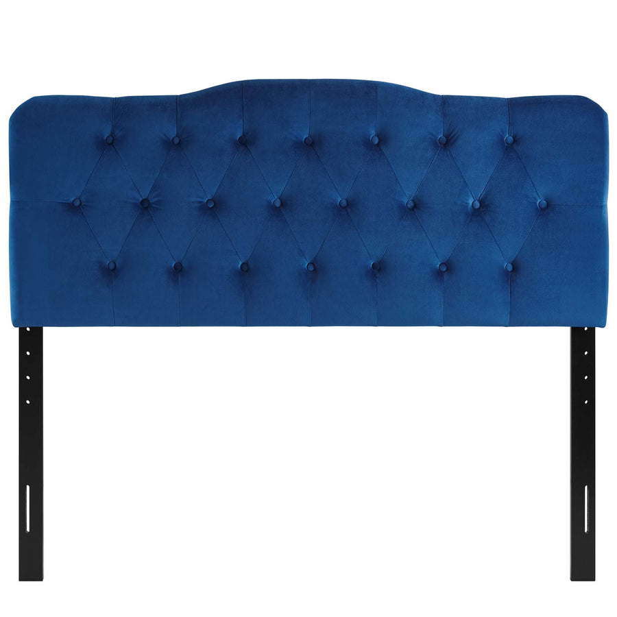 Sage Diamond Tufted Performance Velvet Queen Headboard in Navy