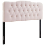 Sage Diamond Tufted Performance Velvet Queen Headboard in Pink