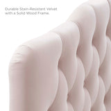 Sage Diamond Tufted Performance Velvet Queen Headboard in Pink