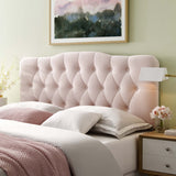 Sage Diamond Tufted Performance Velvet Queen Headboard in Pink