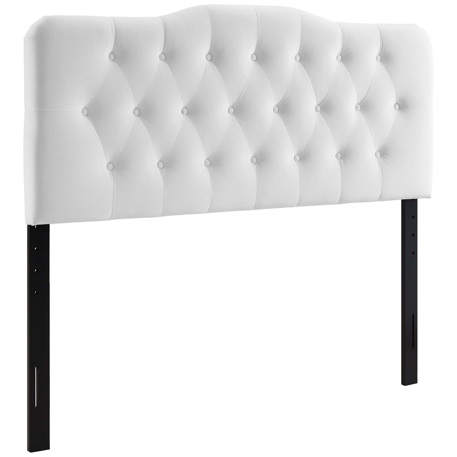 Sage Diamond Tufted Performance Velvet Queen Headboard in White