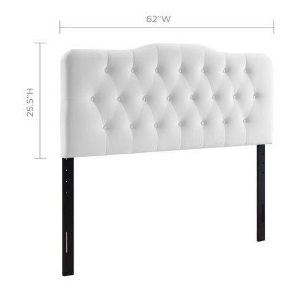 Annabel Diamond Tufted Performance Velvet Queen Headboard in White