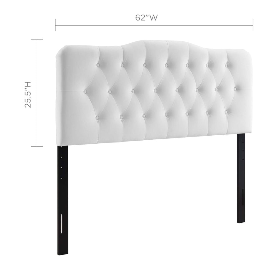 Sage Diamond Tufted Performance Velvet Queen Headboard in White
