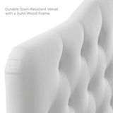 Sage Diamond Tufted Performance Velvet Queen Headboard in White