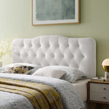 Sage Diamond Tufted Performance Velvet Queen Headboard in White