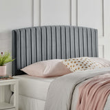 Fiora Performance Velvet Twin Headboard in Charcoal