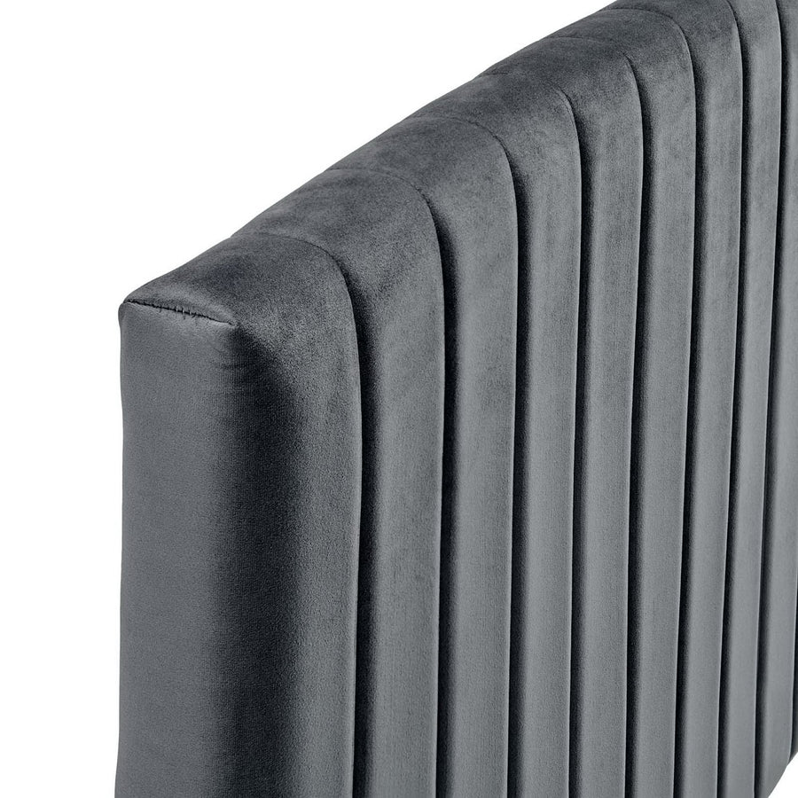 Fiora Performance Velvet Twin Headboard in Charcoal