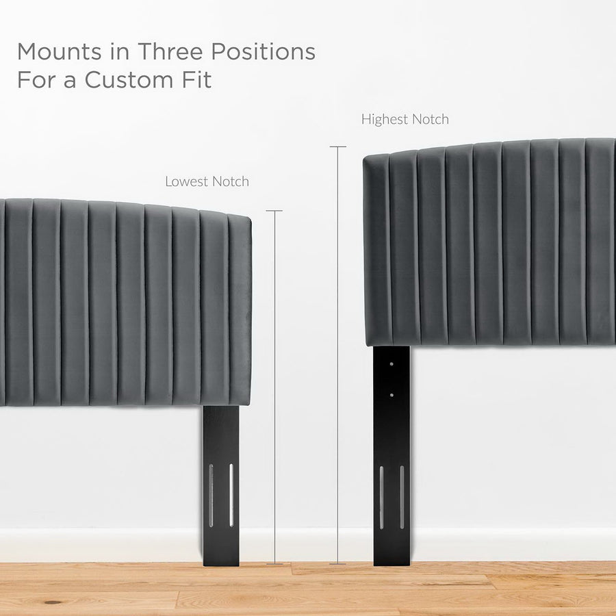Fiora Performance Velvet Twin Headboard in Charcoal