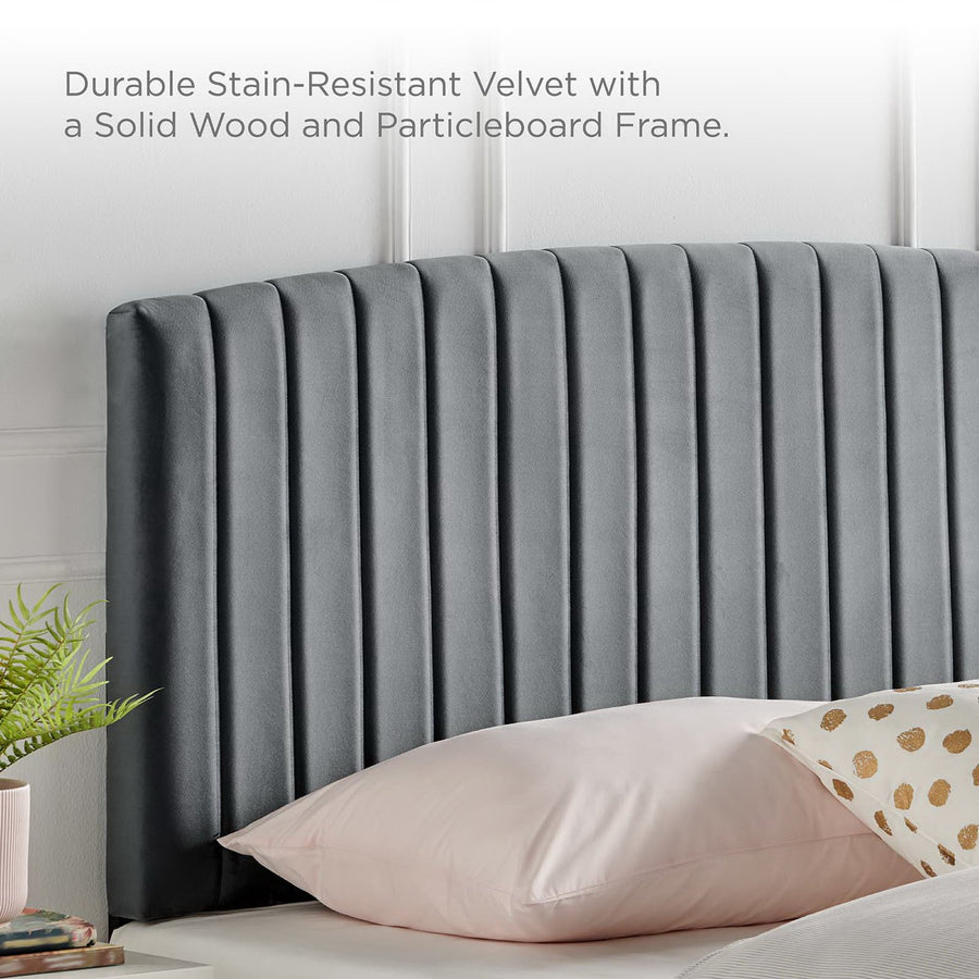 Fiora Performance Velvet Twin Headboard in Charcoal