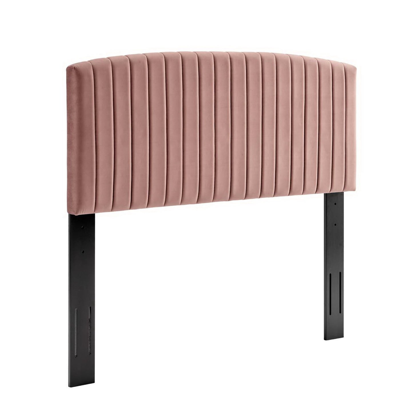Villa Tapered Wood Leg Performance Velvet Queen Platform Bed in Dusty Rose