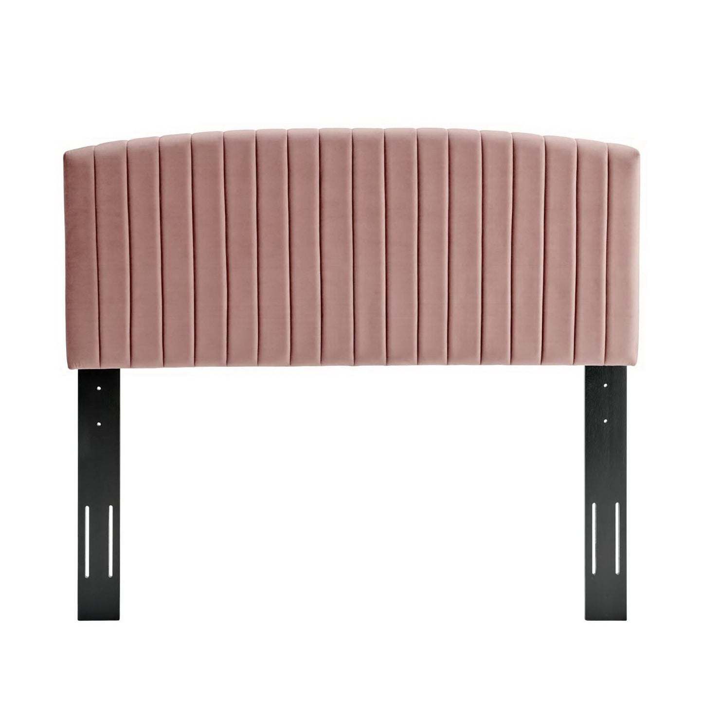 Villa Tapered Wood Leg Performance Velvet Queen Platform Bed in Dusty Rose