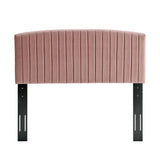 Villa Tapered Wood Leg Performance Velvet Queen Platform Bed in Dusty Rose