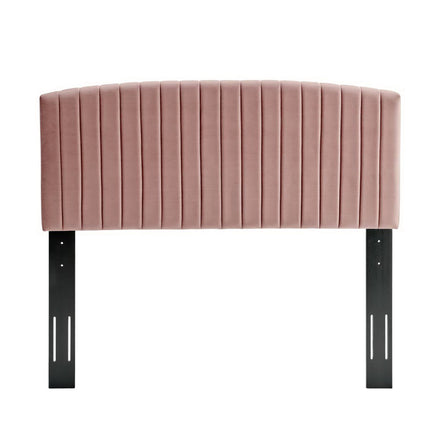 Alessi Tapered Wood Leg Performance Velvet Queen Platform Bed in Dusty Rose
