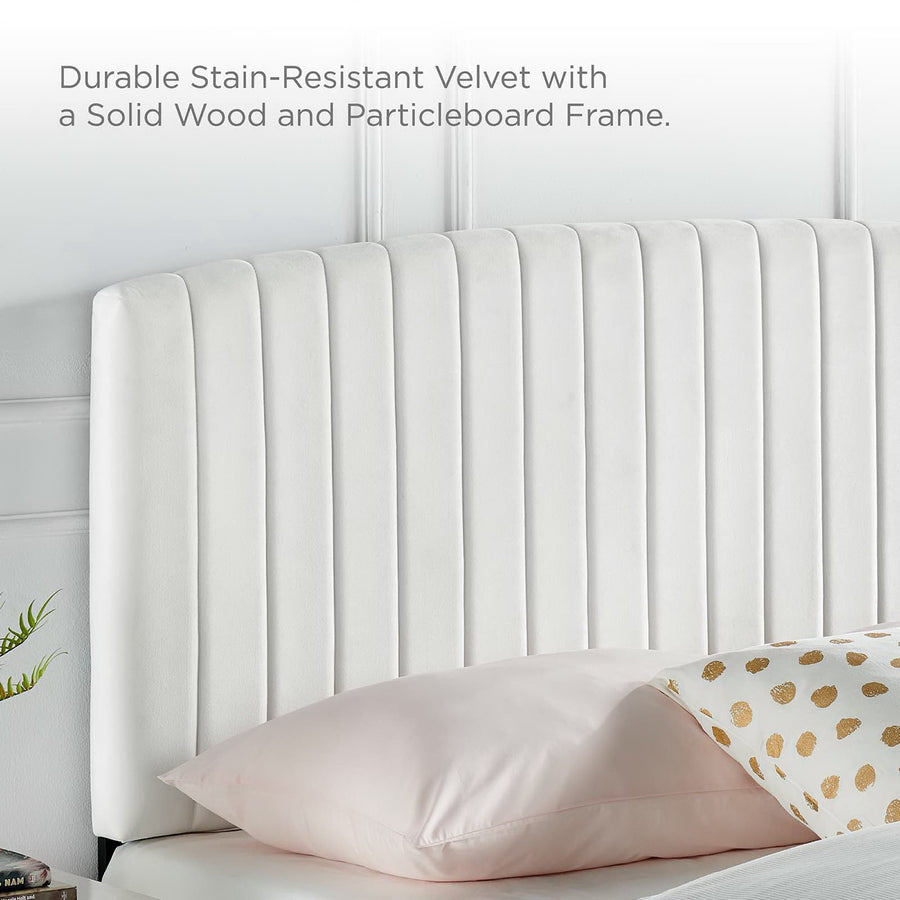 Fiora Performance Velvet Full / Queen Headboard in White