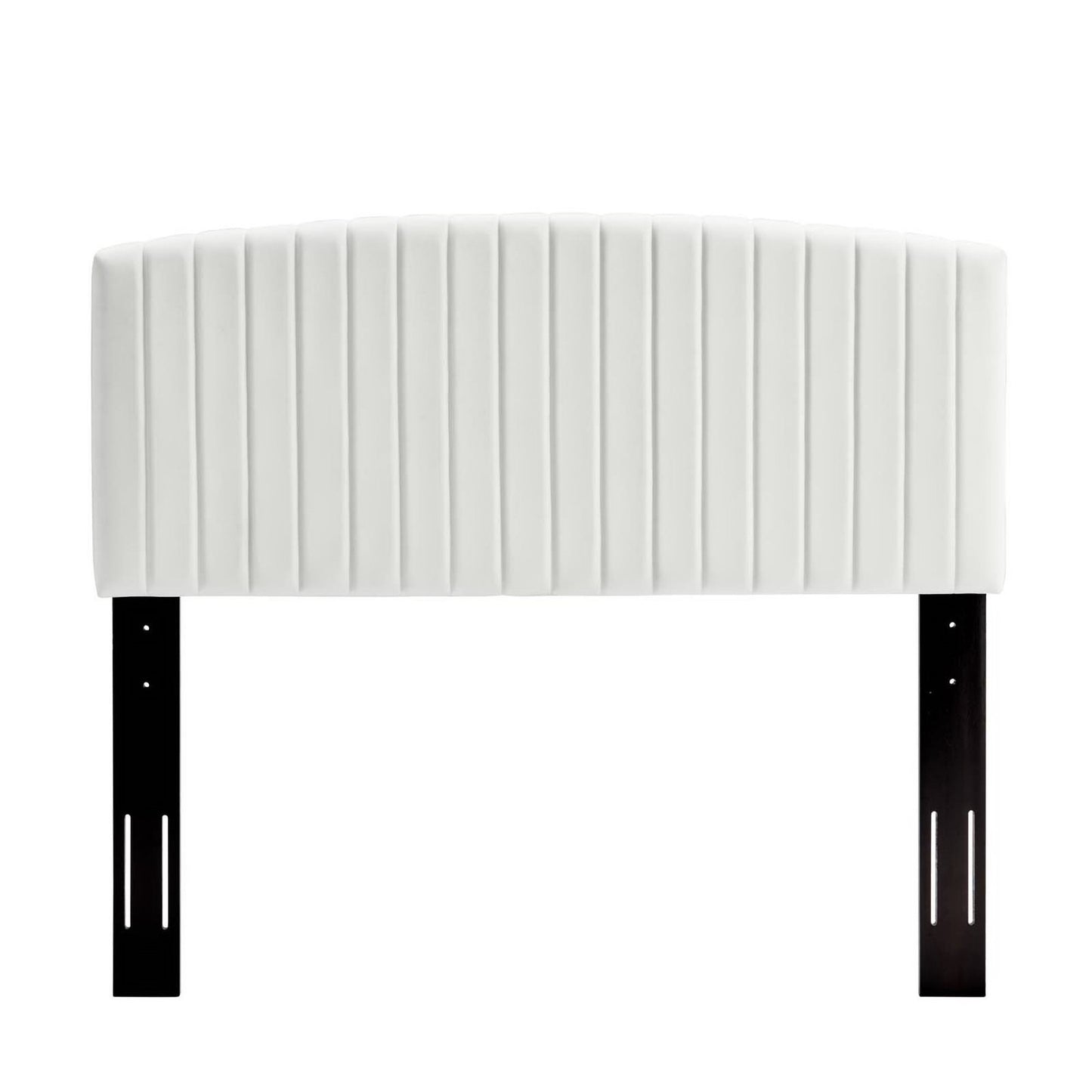 Villa Tapered Wood Leg Performance Velvet Queen Platform Bed in White