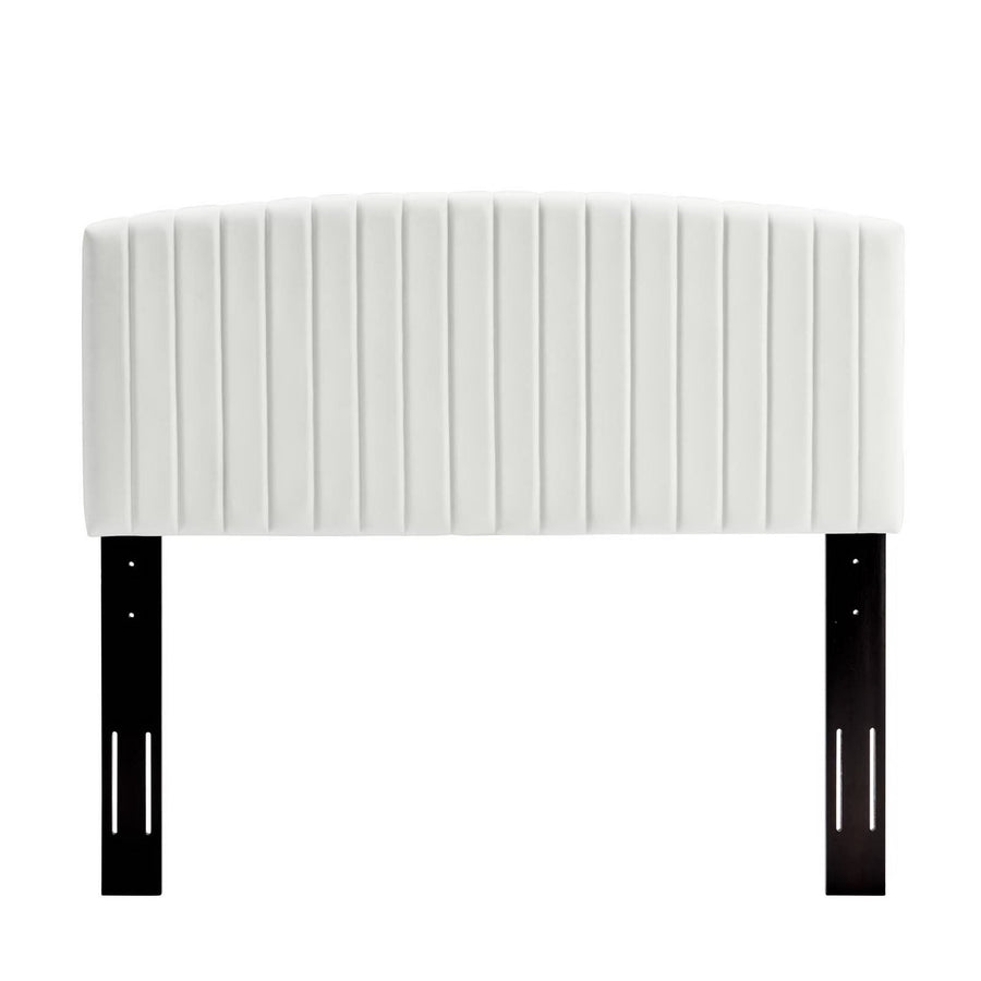 Villa Tapered Wood Leg Performance Velvet Queen Platform Bed in White