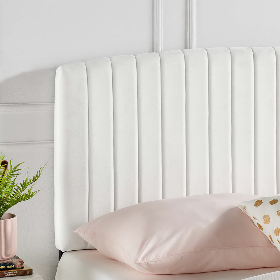 Fiora Performance Velvet Full / Queen Headboard in White