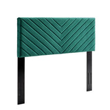 Jute Angular Channel Tufted Performance Velvet Twin Headboard in Teal