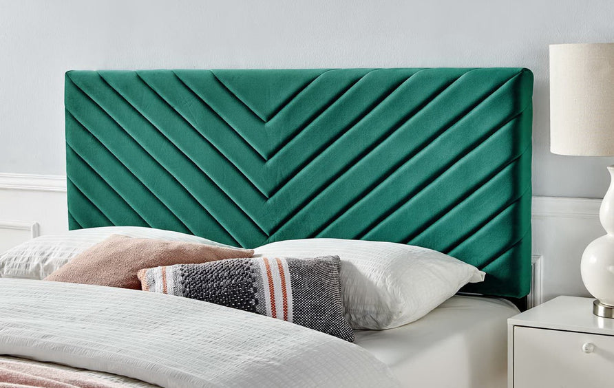 Jute Angular Channel Tufted Performance Velvet Twin Headboard in Teal