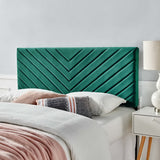 Jute Angular Channel Tufted Performance Velvet Twin Headboard in Teal