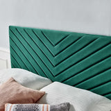 Jute Angular Channel Tufted Performance Velvet Twin Headboard in Teal