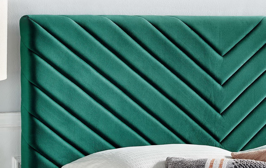 Jute Angular Channel Tufted Performance Velvet Twin Headboard in Teal