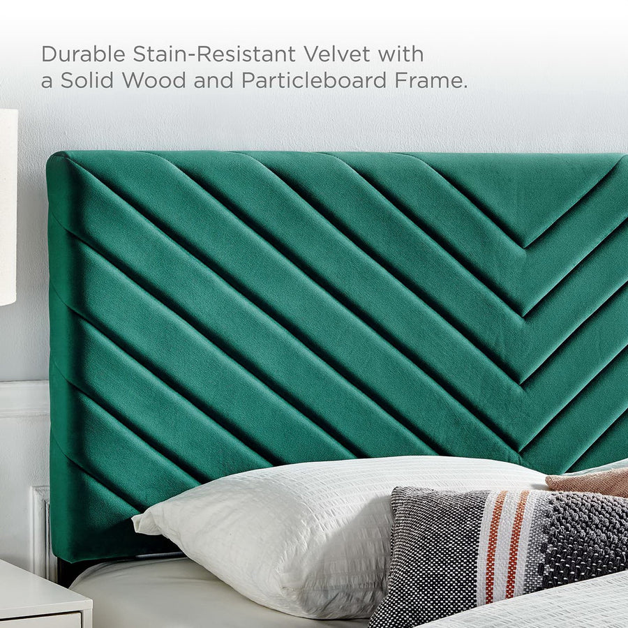 Jute Angular Channel Tufted Performance Velvet Twin Headboard in Teal