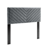 Jute Angular Channel Tufted Performance Velvet Full / Queen Headboard in Charcoal