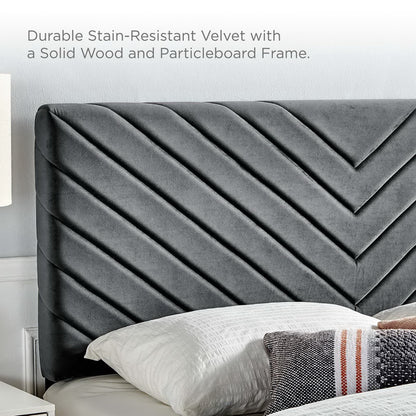 Alyson Angular Channel Tufted Performance Velvet Full / Queen Headboard by Furniture For America
