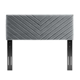 Jute Angular Channel Tufted Performance Velvet Full / Queen Headboard in Charcoal