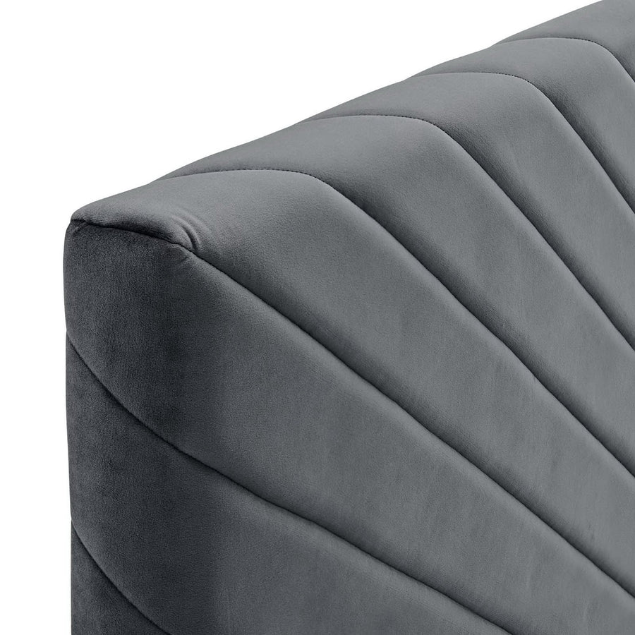 Jute Angular Channel Tufted Performance Velvet Full / Queen Headboard in Charcoal