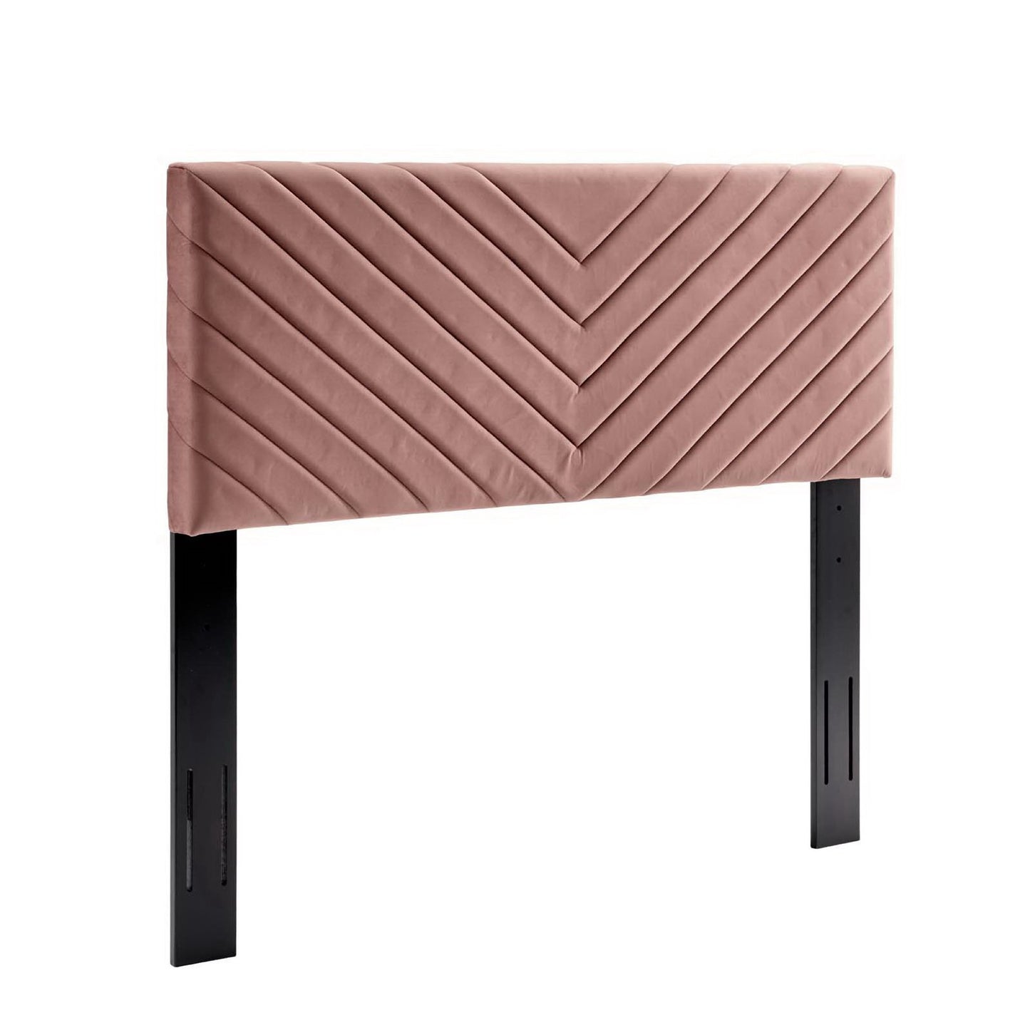 Tartan Tapered Wood Leg Performance Velvet Queen Platform Bed in Dusty Rose