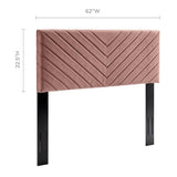 Jute Angular Channel Tufted Performance Velvet Full / Queen Headboard in Dusty Rose
