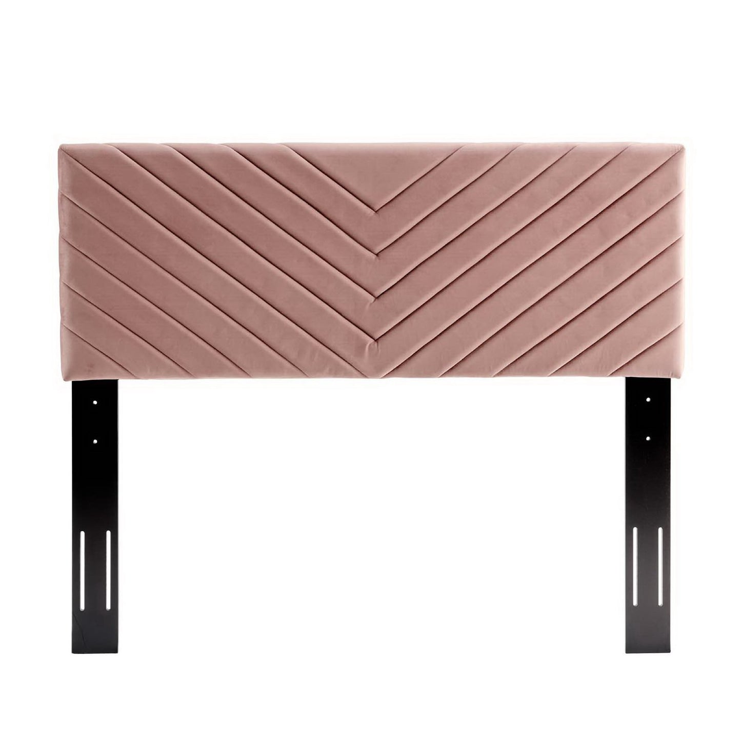 Tartan Tapered Wood Leg Performance Velvet Queen Platform Bed in Dusty Rose