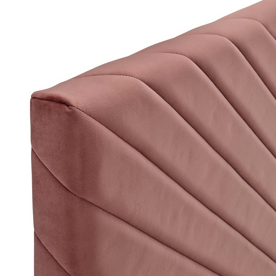Jute Angular Channel Tufted Performance Velvet Full / Queen Headboard in Dusty Rose