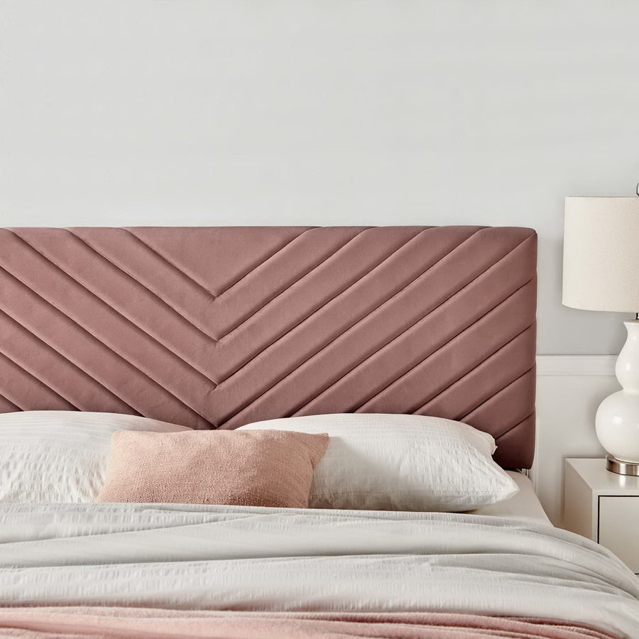 Jute Angular Channel Tufted Performance Velvet Full / Queen Headboard in Dusty Rose