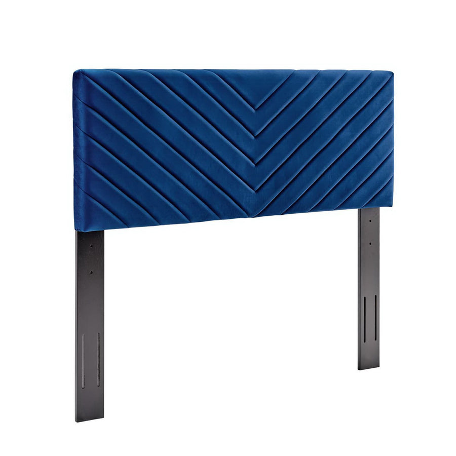 Jute Angular Channel Tufted Performance Velvet Full / Queen Headboard in Navy