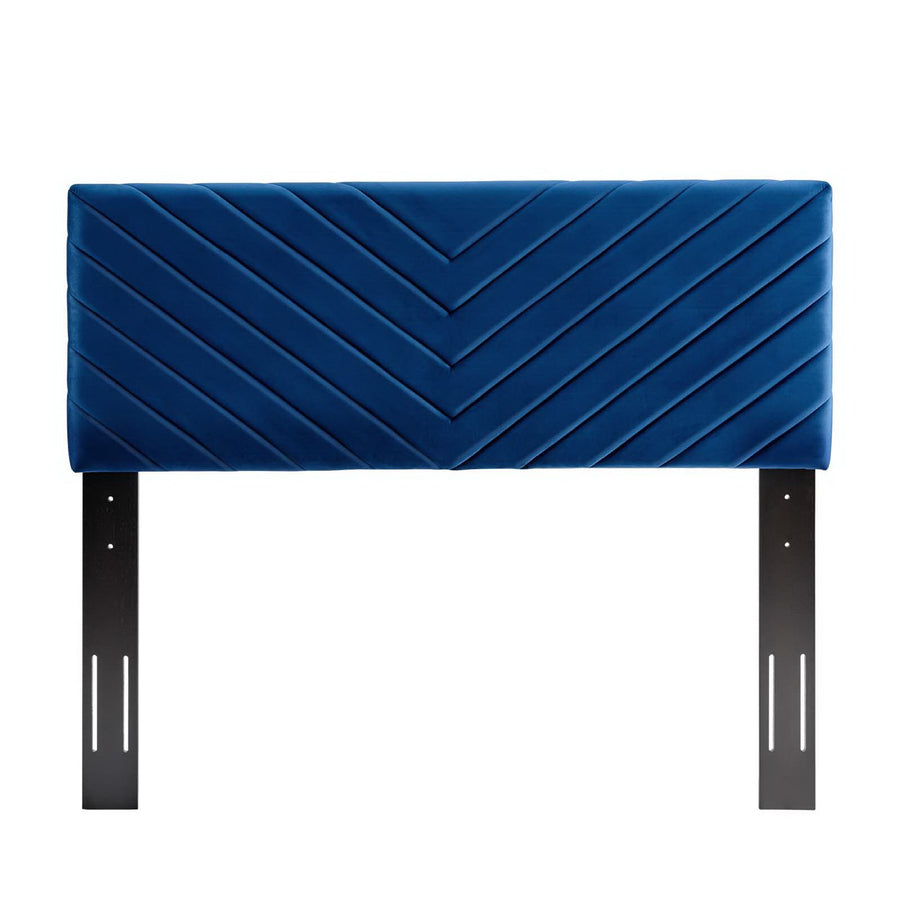 Jute Angular Channel Tufted Performance Velvet Full / Queen Headboard in Navy