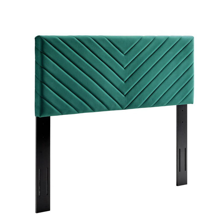 Jute Angular Channel Tufted Performance Velvet Full / Queen Headboard in Teal