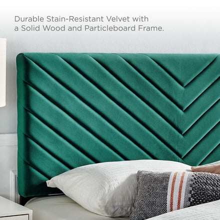 Alyson Angular Channel Tufted Performance Velvet Full / Queen Headboard in Teal