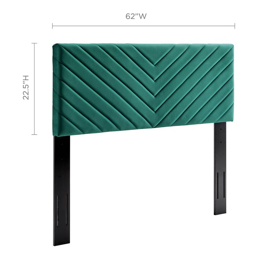 Jute Angular Channel Tufted Performance Velvet Full / Queen Headboard in Teal