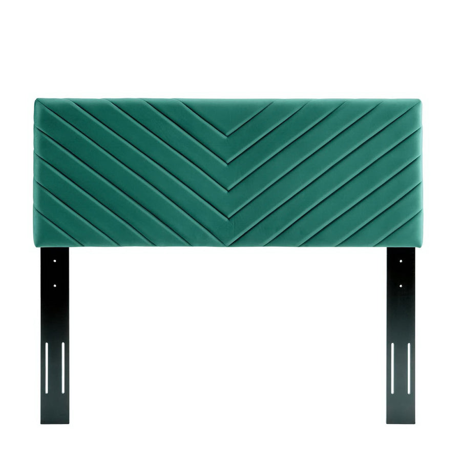 Jute Angular Channel Tufted Performance Velvet Full / Queen Headboard in Teal