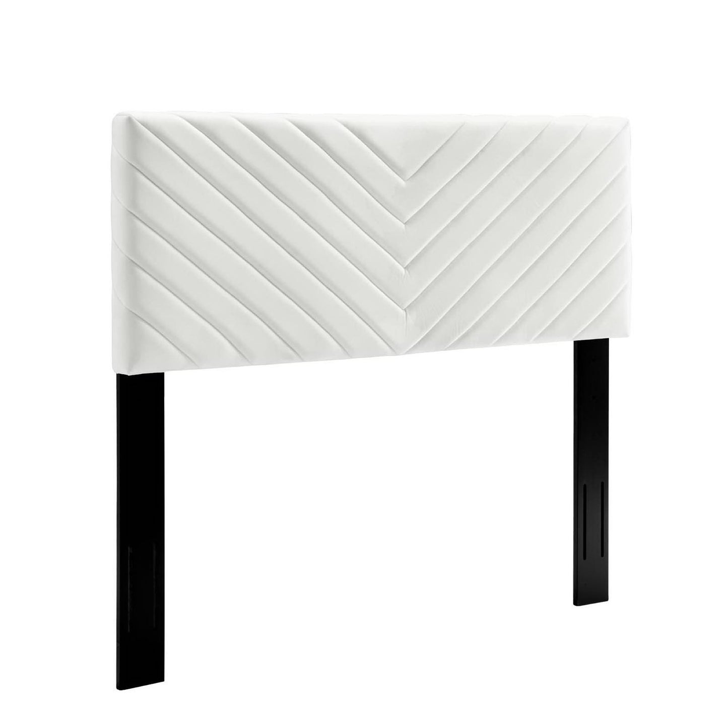 Tartan Tapered Wood Leg Performance Velvet Queen Platform Bed in White