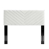 Tartan Tapered Wood Leg Performance Velvet Queen Platform Bed in White